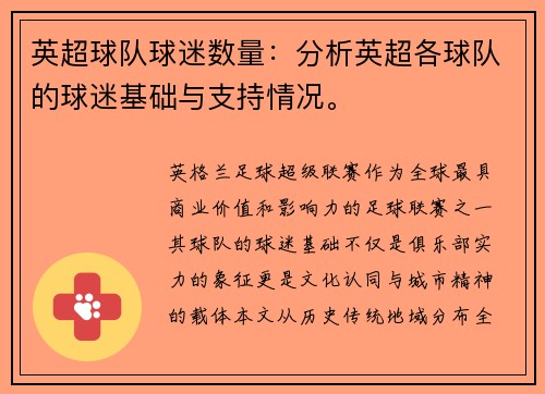 英超球队球迷数量：分析英超各球队的球迷基础与支持情况。